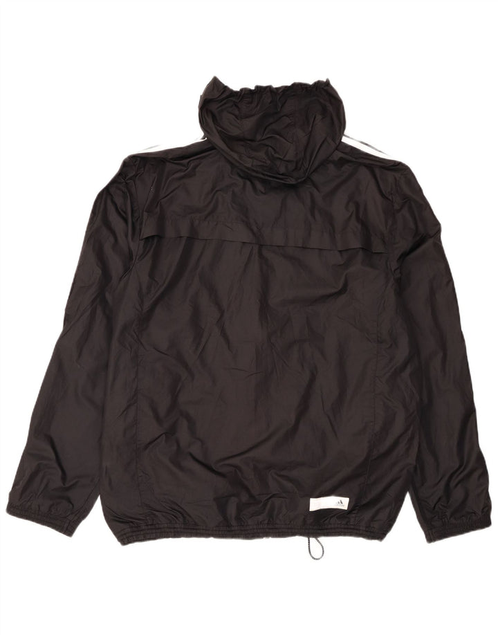 Adidas Chaqueta impermeable con capucha para hombre UK 38 Mediano Negro Poliéster