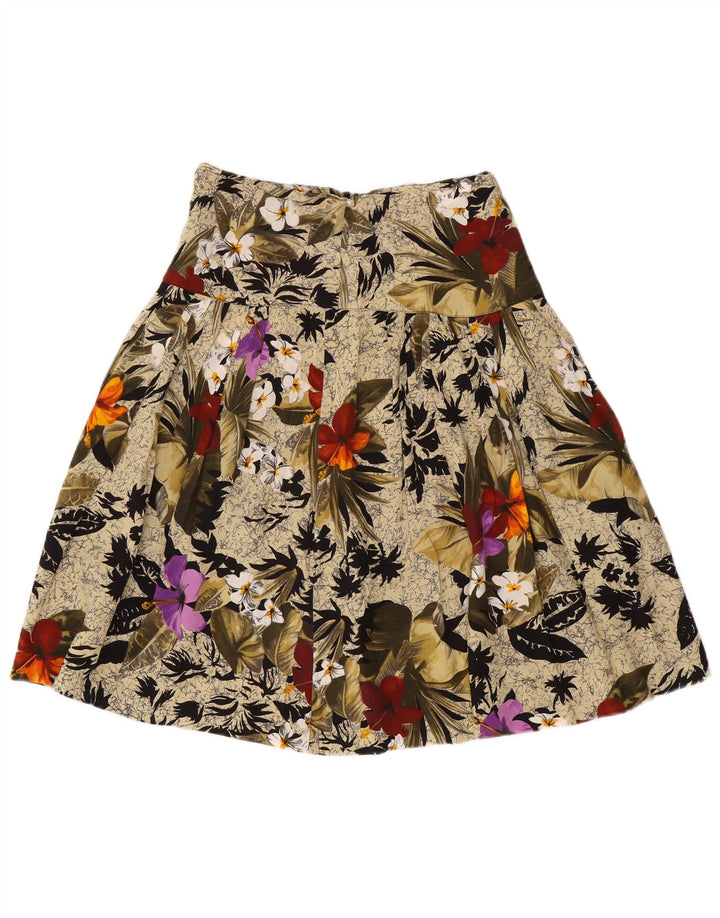 Vintage mujer A-Line falda W26 pequeño beige floral