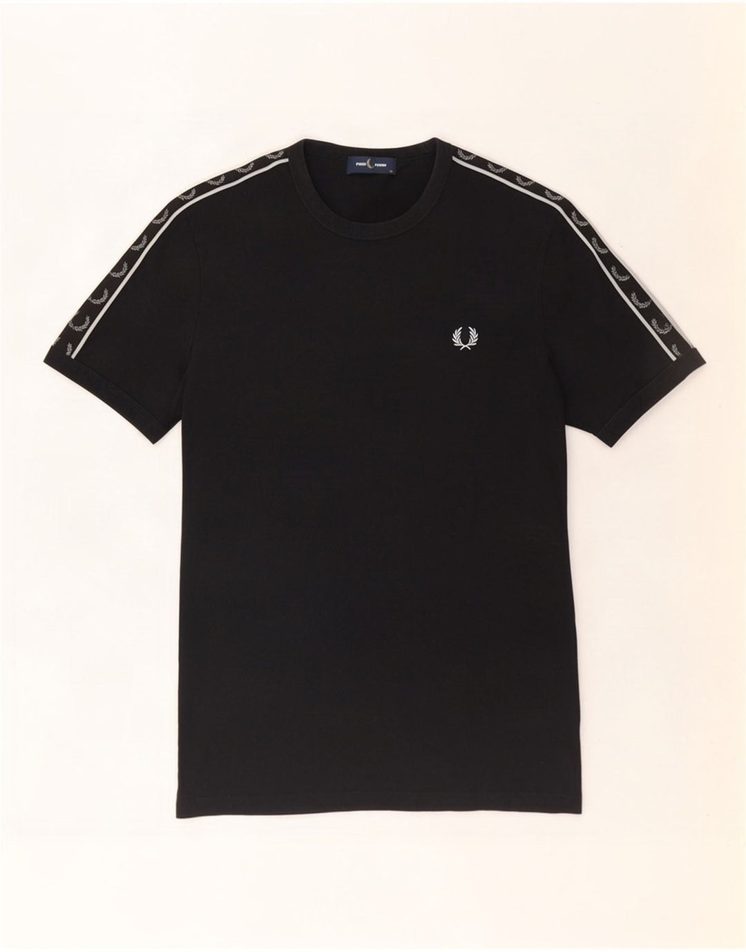 Fred Perry Camiseta Gráfica Para Hombre Top Mediano De Algodón Negro