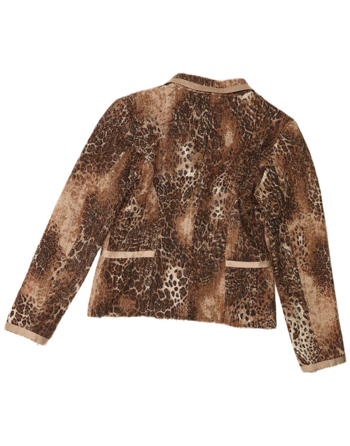 Renato Nucci Chaqueta Blazer De 2 Botones Para Mujer IT 42 Estampado Animal Marrón Medio