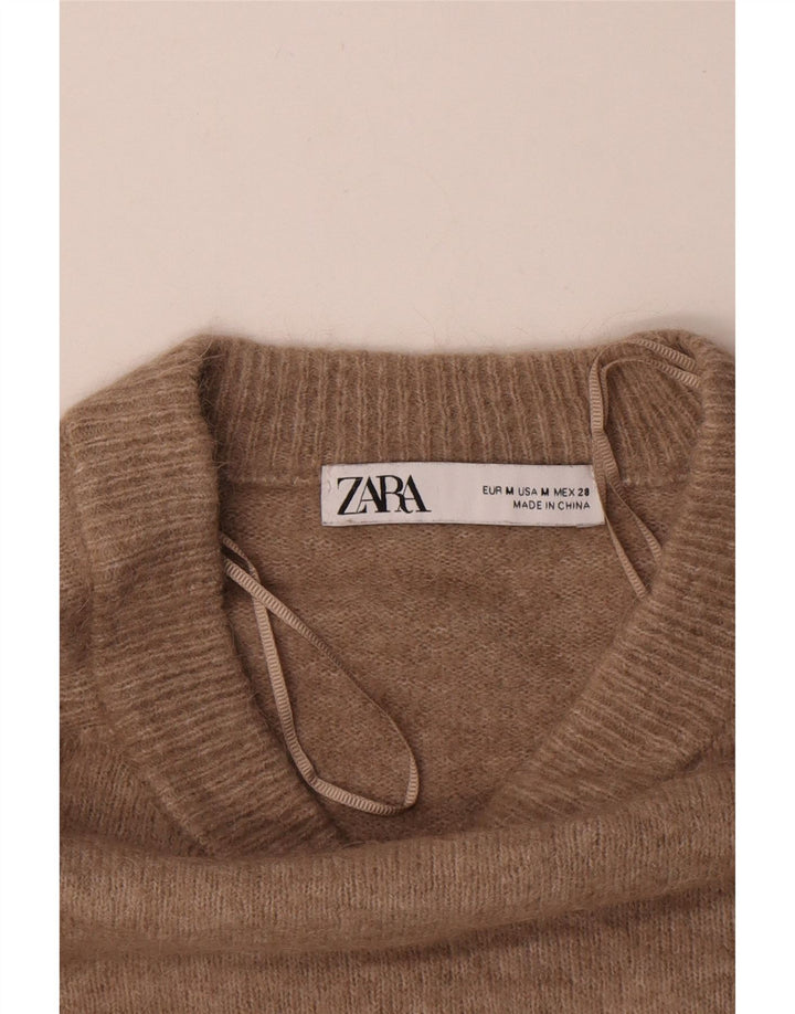 Zara Mujer Cuello Barco Jersey Jersey UK 40 Medio Beige Poliamida