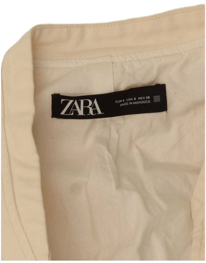 Zara Mujer Crop Bomber Jacket UK 10 Small Off White