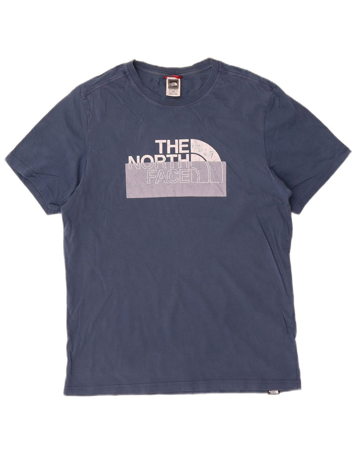 The North Face Hombre Camiseta Gráfica Top Algodón Azul Medio