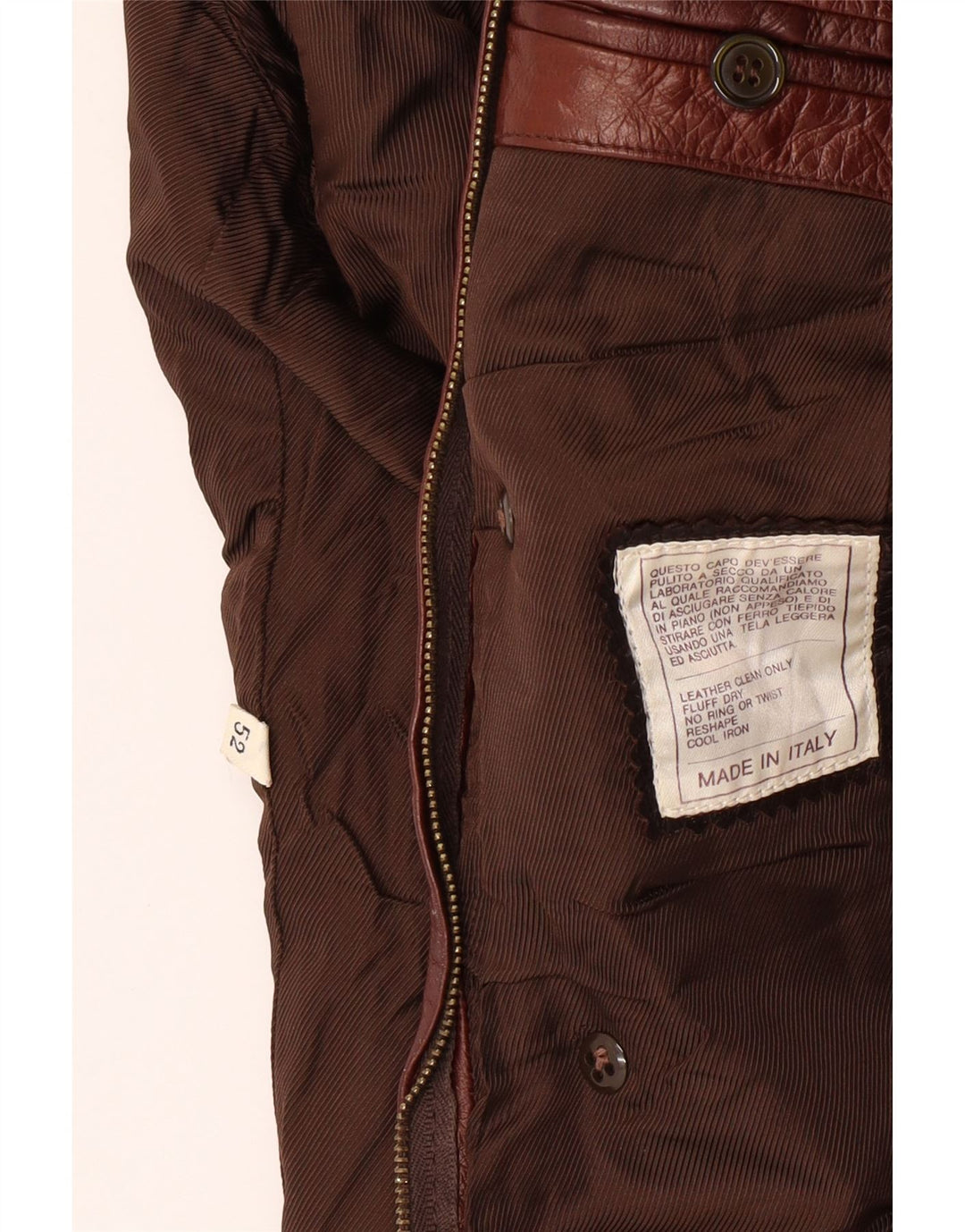 VINTAGE Abrigo de cuero para mujer IT 52 2XL Cuero marrón