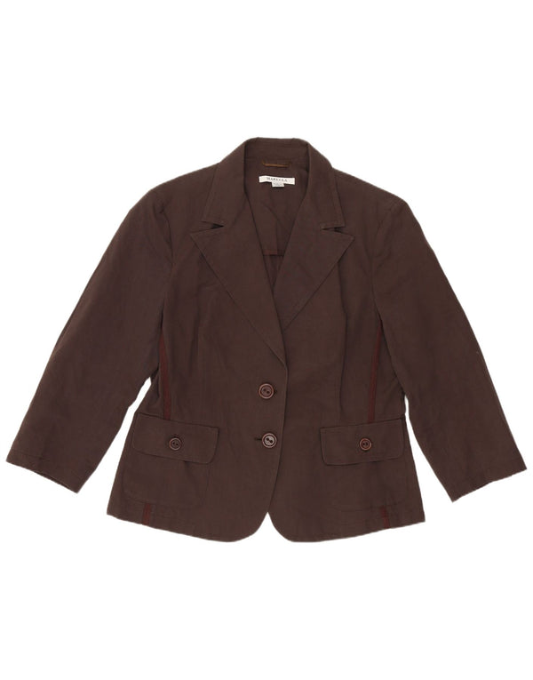 Marella Chaqueta Blazer de 2 Botones para Mujer UK 46 Grande Algodón Marrón