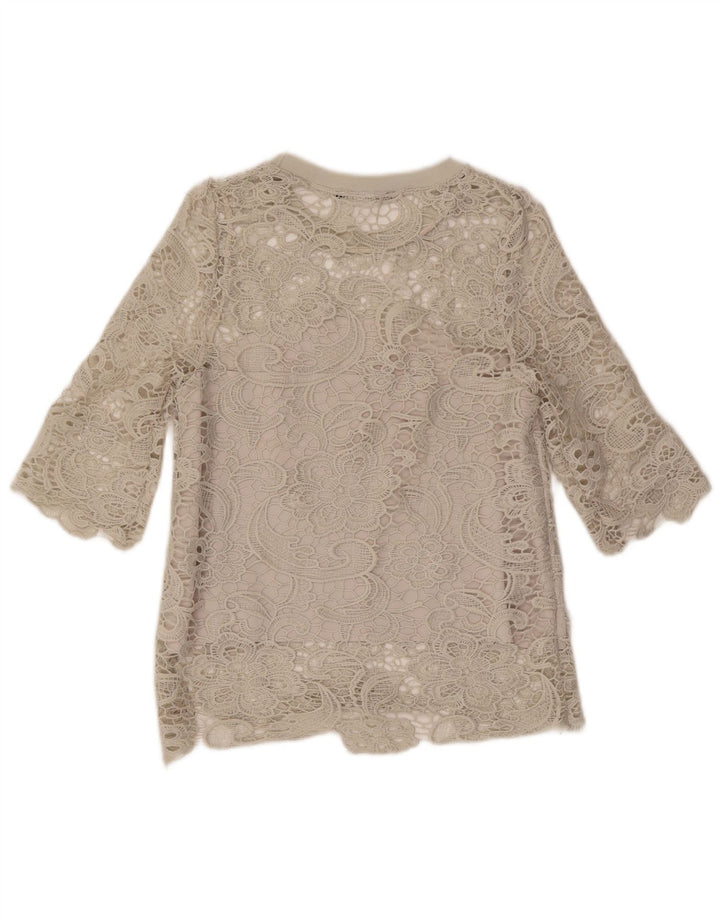 Zara Mujer Blusa Top Reino Unido 10 Pequeño Gris Floral