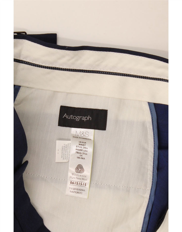 Marks & Spencer Pantalones de traje ajustados Autograph para hombre W38 L31 Azul marino