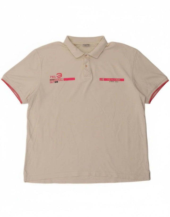 Asociación de Polo de EE. UU. Polo gráfico para hombre 4XL Blanco