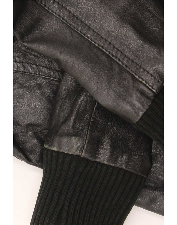 Object Chaqueta de cuero para mujer UK 10 Small Black Leather