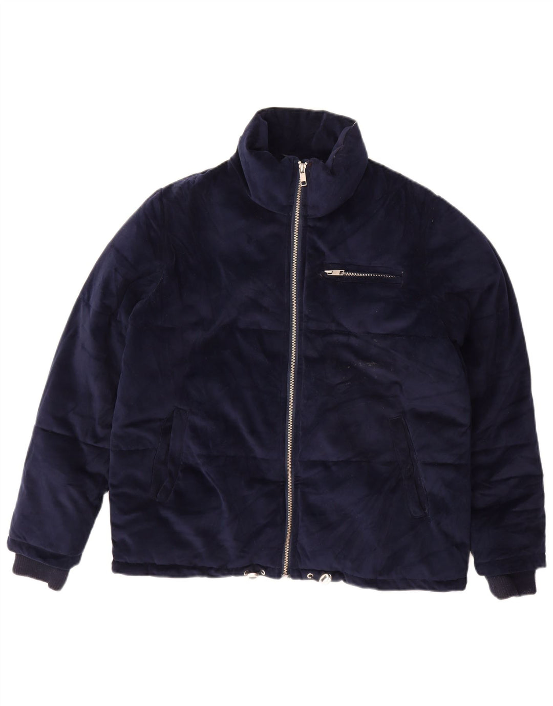 Marks & Spencer Chaqueta Acolchada De Terciopelo De Gran Tamaño para Mujer UK 10 Small Azul Marino