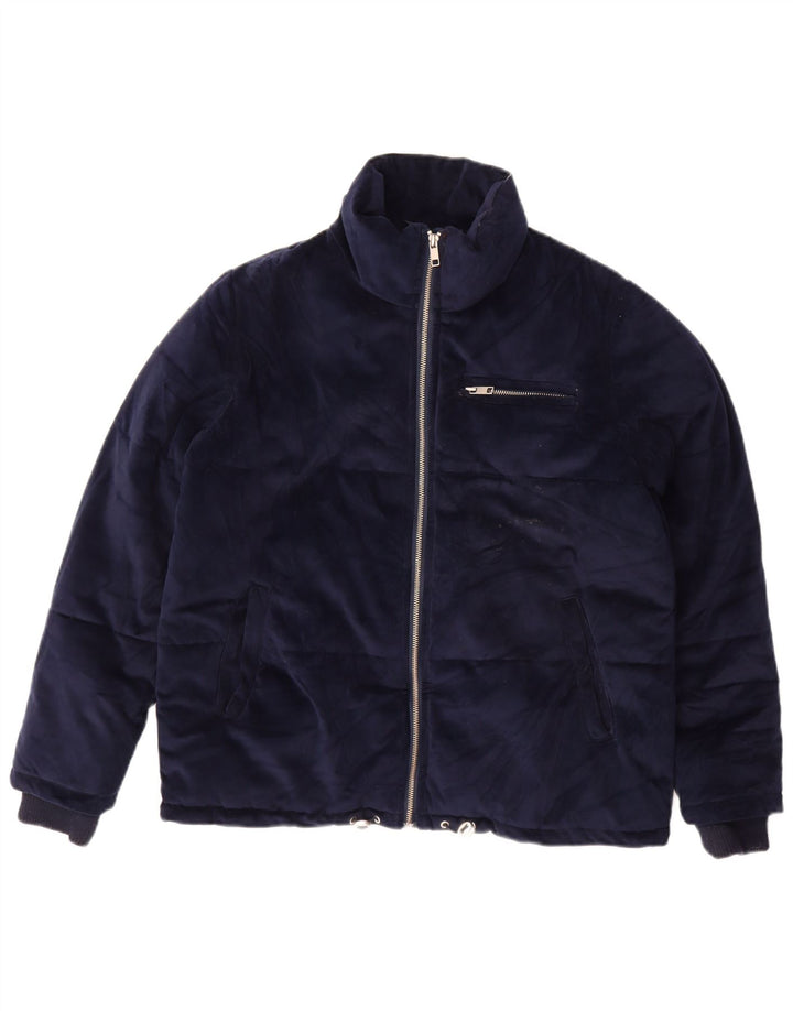 Marks & Spencer Chaqueta Acolchada De Terciopelo De Gran Tamaño para Mujer UK 10 Small Azul Marino