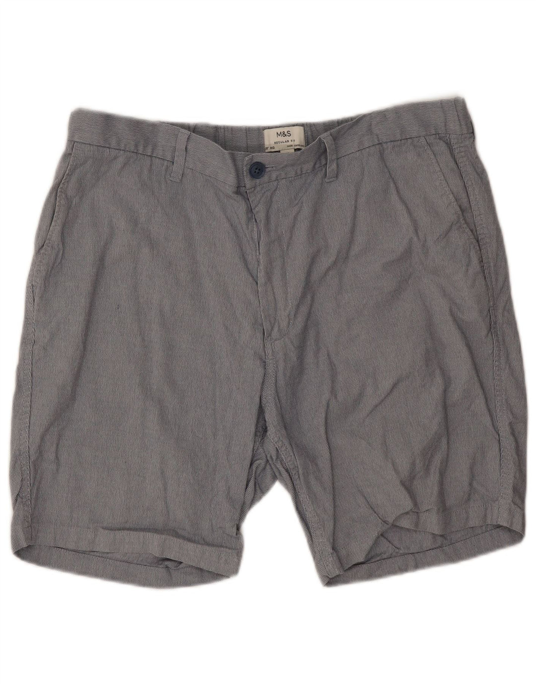 MARKS & SPENCER Pantalones cortos chinos de corte regular para hombre W38 XL Poliéster gris