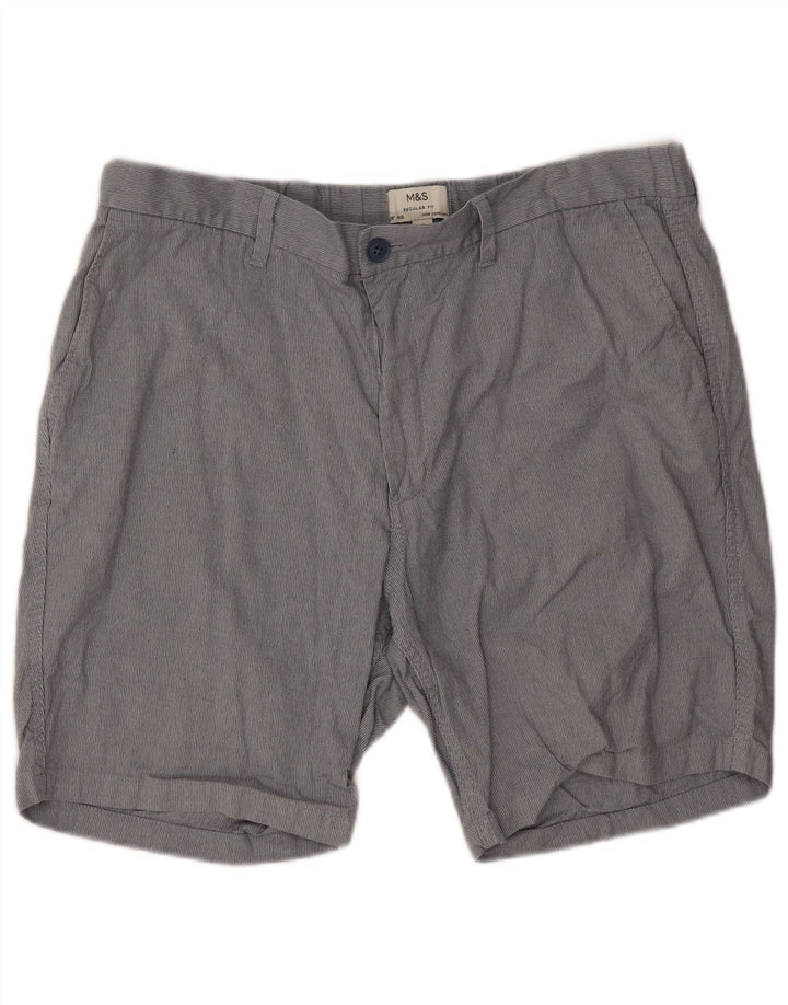 MARKS & SPENCER Pantalones cortos chinos de corte regular para hombre W38 XL Poliéster gris