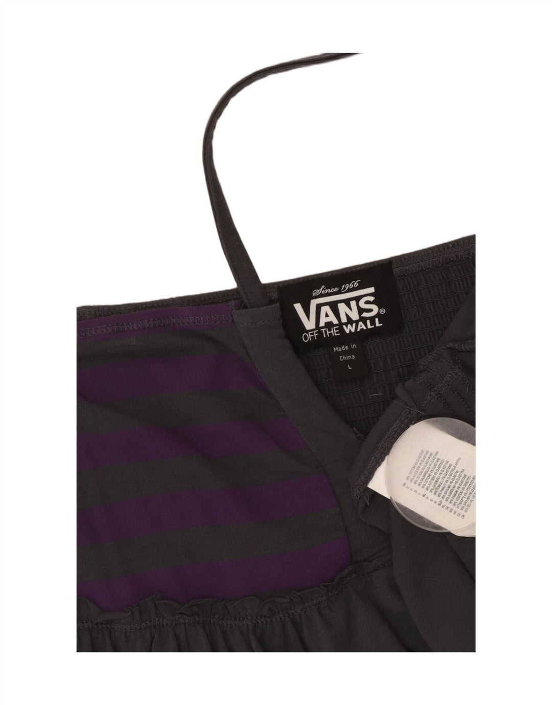 Vans Top corto halter para mujer UK 44 Algodón a rayas gris grande