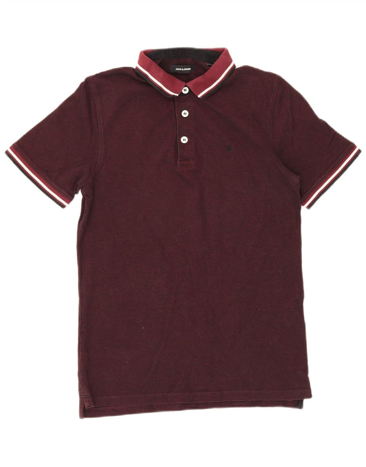 JACK & JONES Polo Hombre Algodón Burdeos Medio