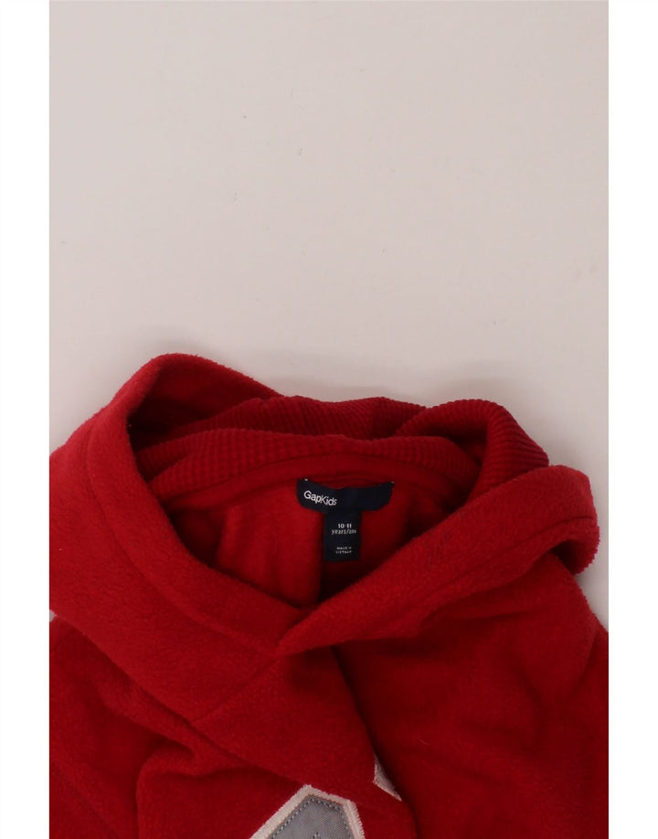 GAP Boys Graphic Hooded Fleece Jumper 10-11 Years Red Polyester Vintage Gap and Second-Hand Gap from Messina Hembry 