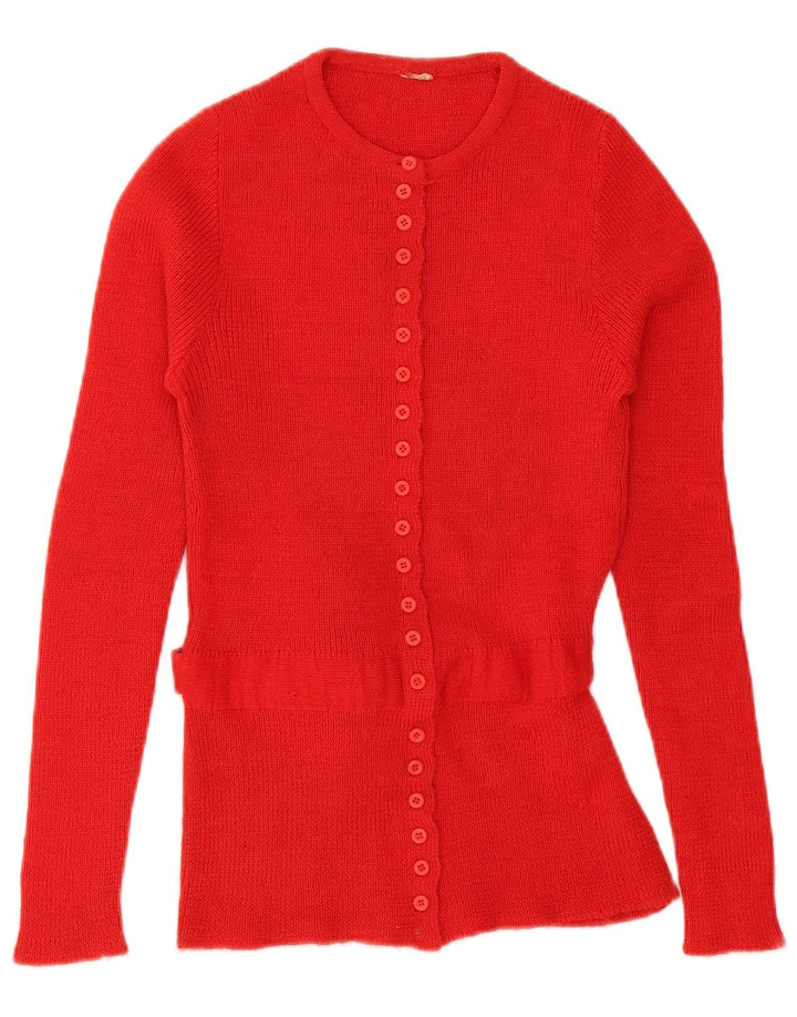 Vintage mujer Cardigan suéter Reino Unido 12 rojo medio