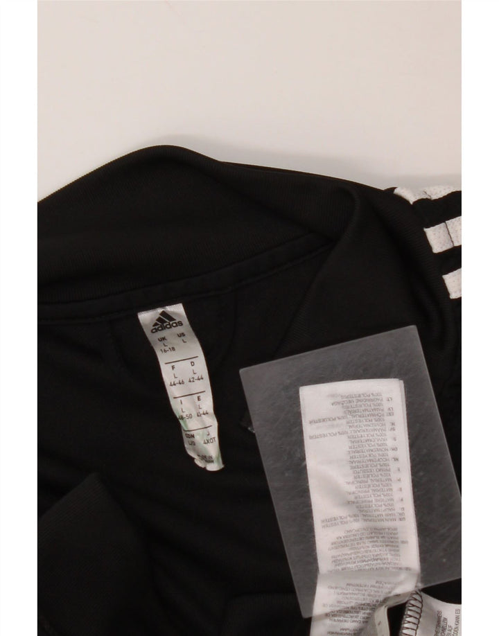 ADIDAS Mujer Climalite Chándal Top Chaqueta UK 16/18 Grande Negro