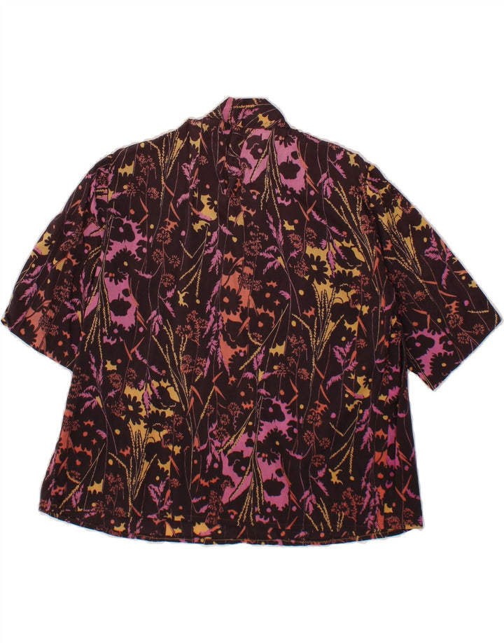 VINTAGE Womens Blouse Top UK 12 Medium Maroon Floral Vintage Vintage and Second-Hand Vintage from Messina Hembry 