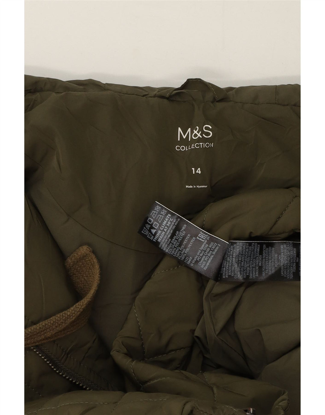 Marks & Spencer Abrigo acolchado con capucha de gran tamaño para mujer Reino Unido 44 Verde grande