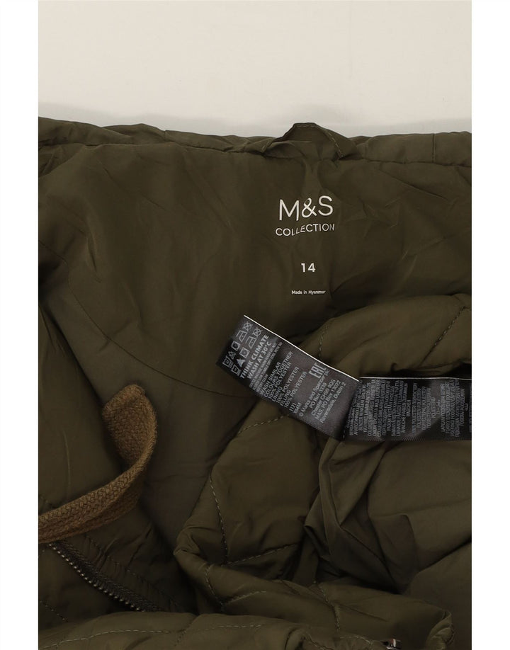 Marks & Spencer Abrigo acolchado con capucha de gran tamaño para mujer Reino Unido 44 Verde grande