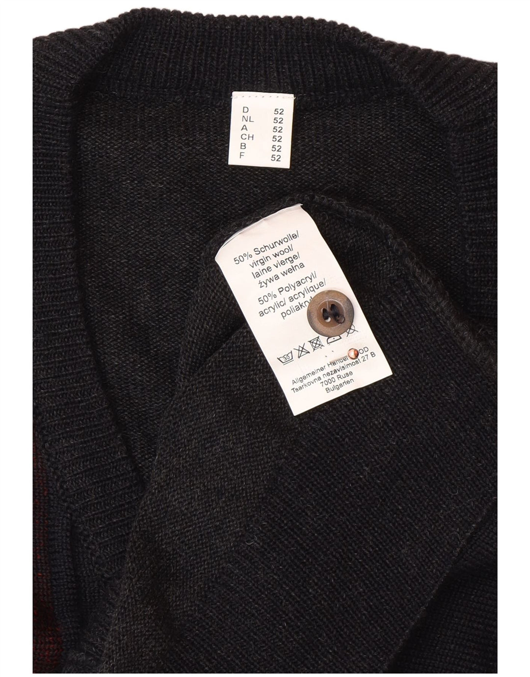 VINTAGE Suéter cárdigan sin mangas para hombre IT 52 Gris grande Argyle/Diamante