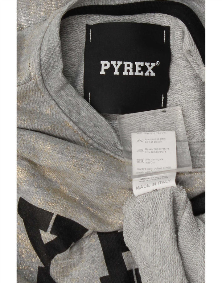 Pyrex - Sudadera con gráfico corto para mujer, talla 40, color gris medio, teñido anudado