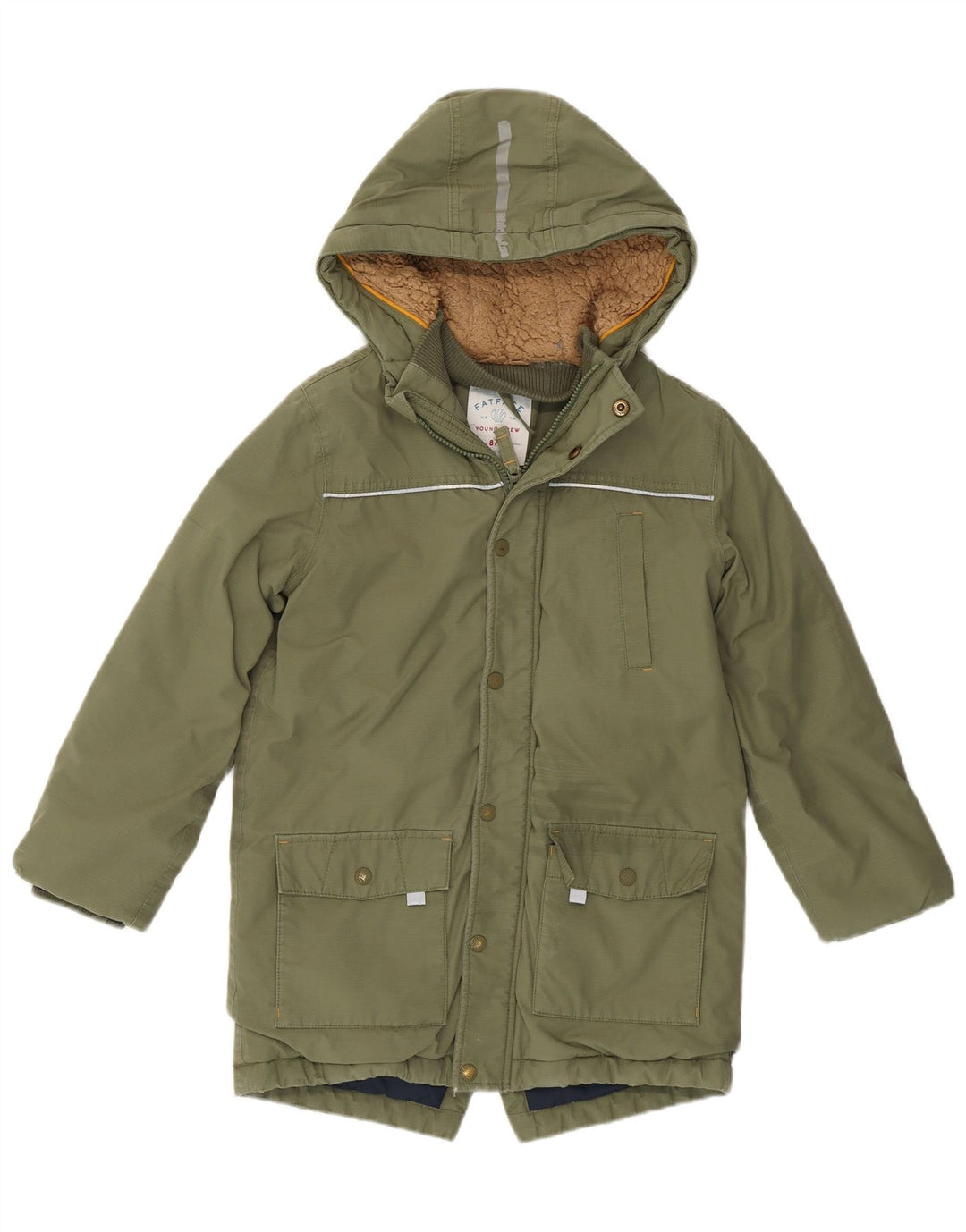 Parka con capucha para niño Fat Face 8-9 años Caqui Algodón