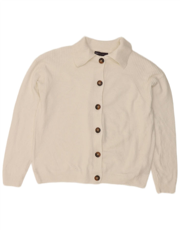 Marks & Spencer - Cárdigan para mujer, talla 40, poliéster blanco mediano