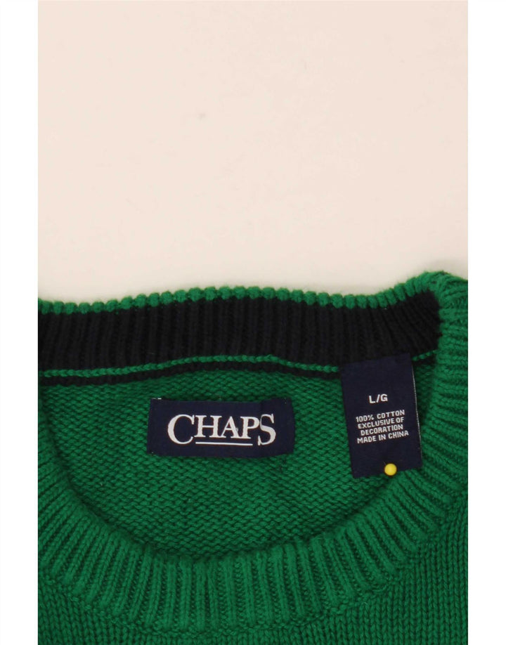Chaps Hombre Cuello Redondo Jersey Jersey Grande Algodón Verde