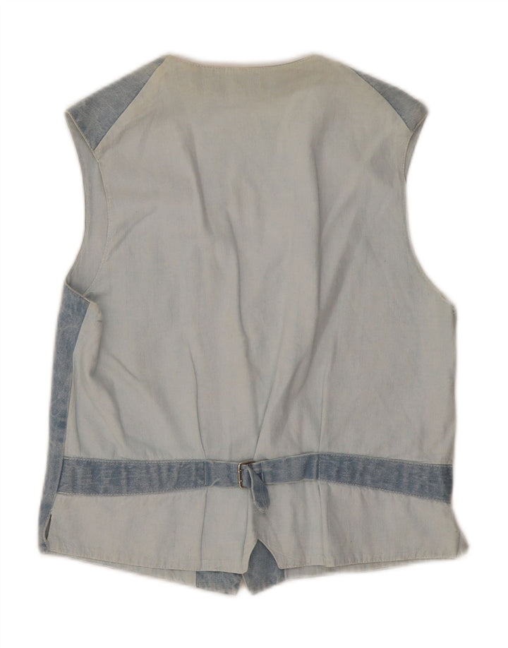 VINTAGE Womens Denim Waistcoat US 5 Medium Blue Cotton Vintage Vintage and Second-Hand Vintage from Messina Hembry 
