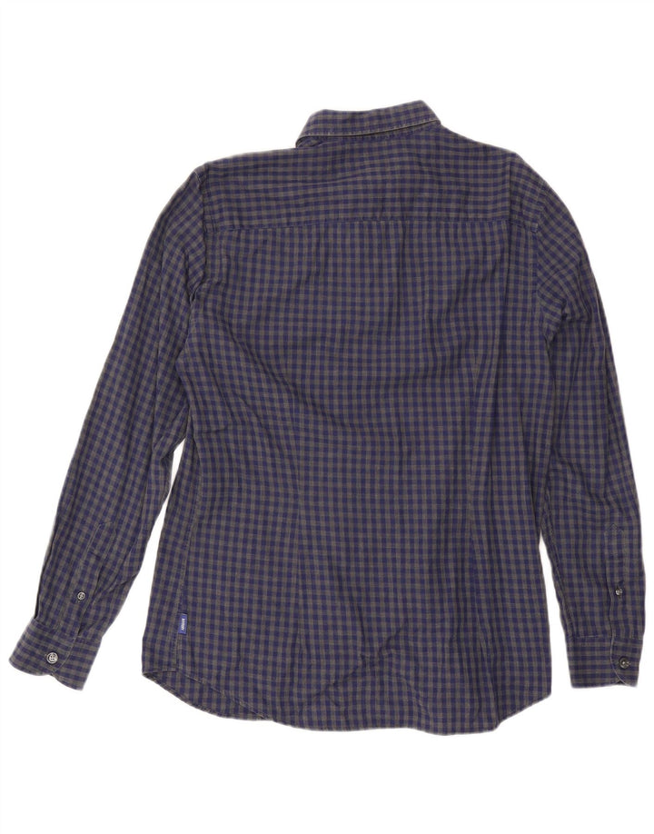 Camisa Armani Collezioni Hombre Algodón Vichy Azul Medio