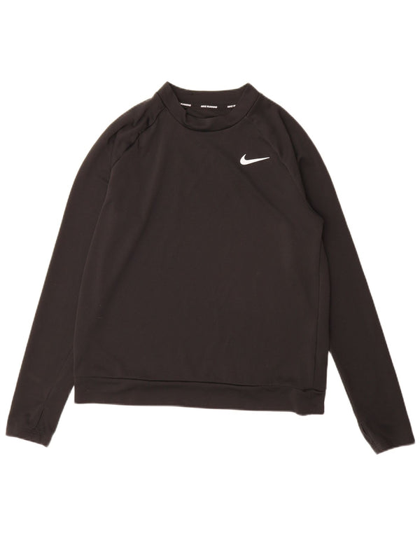 Nike Mens Dri Fit Top manga larga poliéster negro pequeño