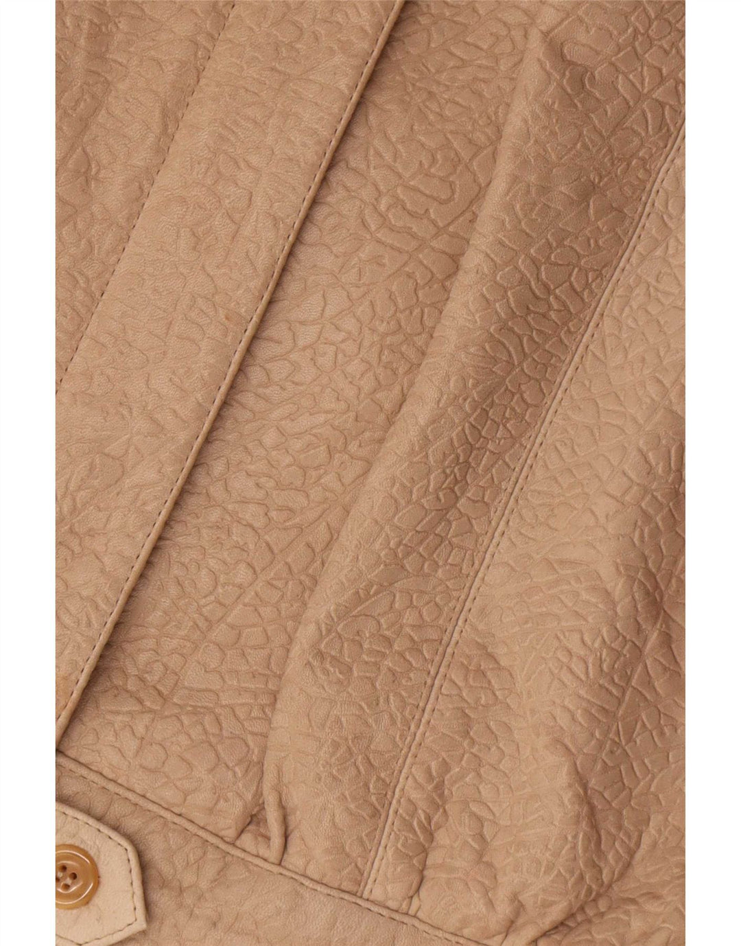 Vintage mujer chaqueta de cuero de gran tamaño EU 36 pequeño beige animal print