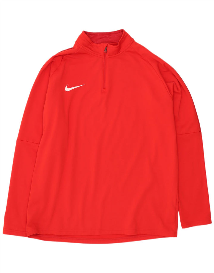 Nike Dri Fit - Chándal con cremallera y cuello para hombre, talla XL, poliéster rojo