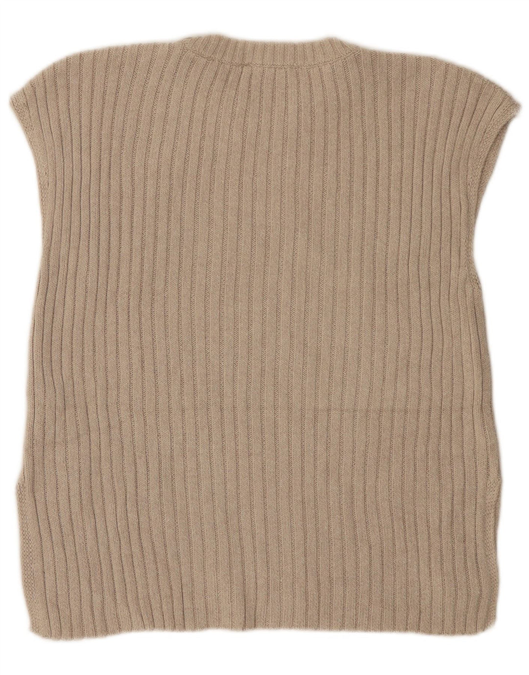 Zara Mujer Chaleco Camiseta Sin Mangas UK 46 Grande Poliéster Beige