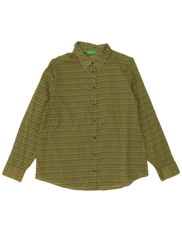 Camisa Benetton Mujer ES 46 Grande Verde Geométrico