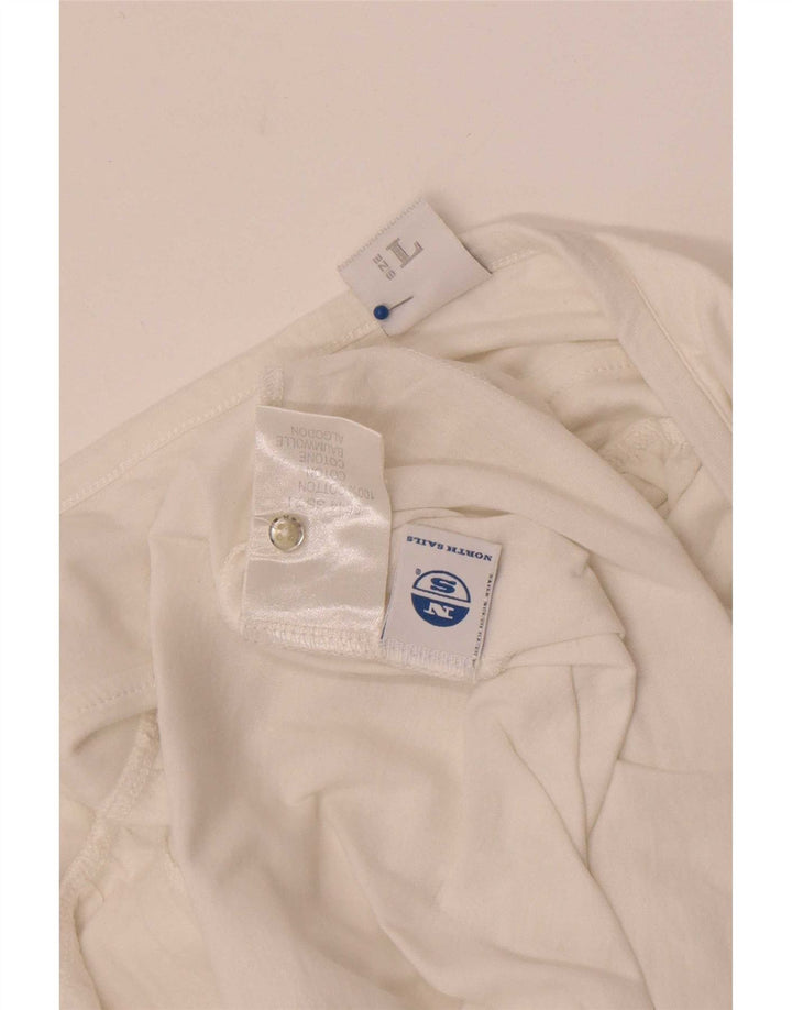 North Sails Top corto con cuello halter para mujer UK 44 Grande Algodón blanco