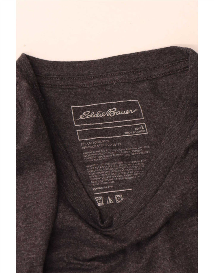 Eddie Bauer Top gráfico para hombre de manga larga de algodón moteado gris grande