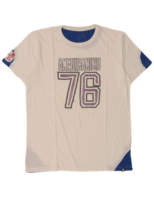 Americanino Mens Graphic T-Shirt Top 2XL White Colourblock Cotton
