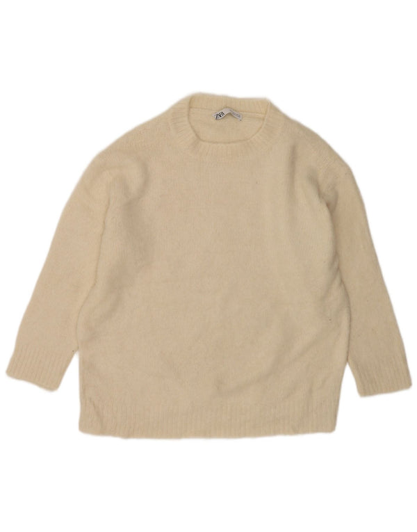 Zara Mujer Jersey Oversize con Cuello Barco UK 10 Small Off White