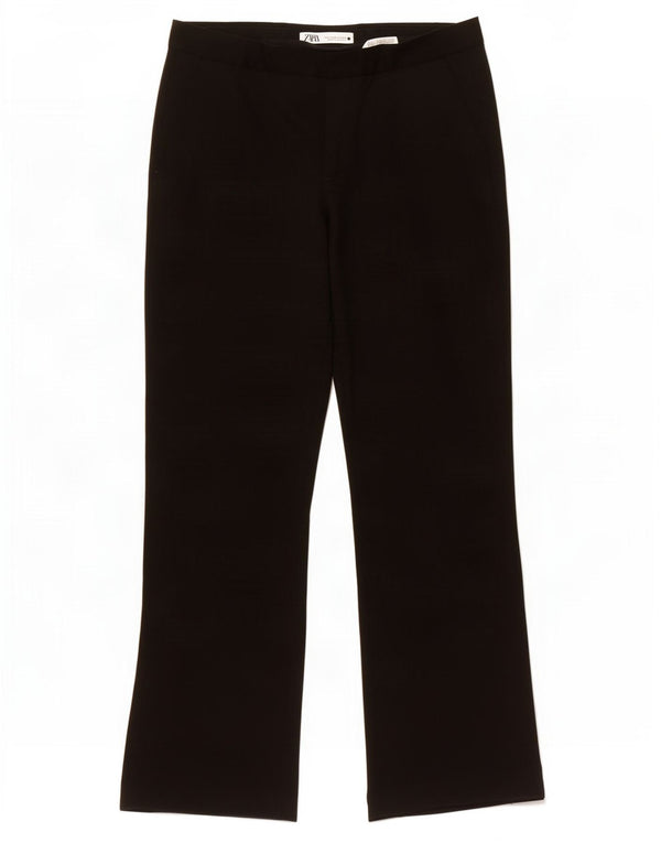 Zara Mujer Pantalones Casuales Rectos Small W26 L29 Viscosa Negra