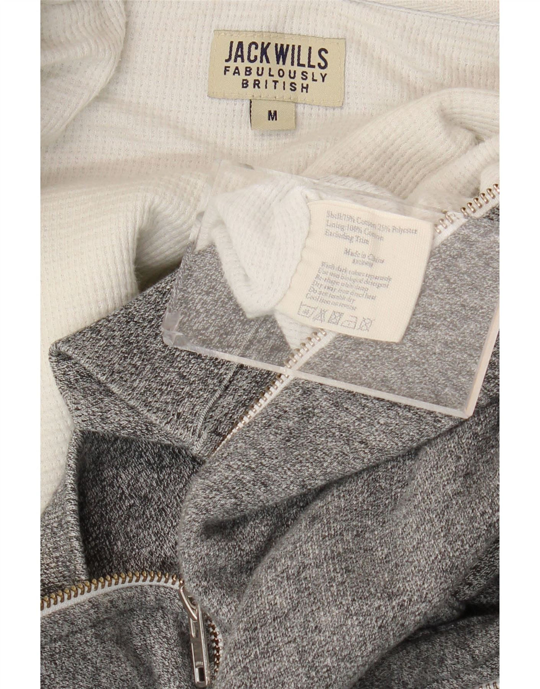 Jack Wills Suéter con capucha y cremallera para hombre Algodón gris medio