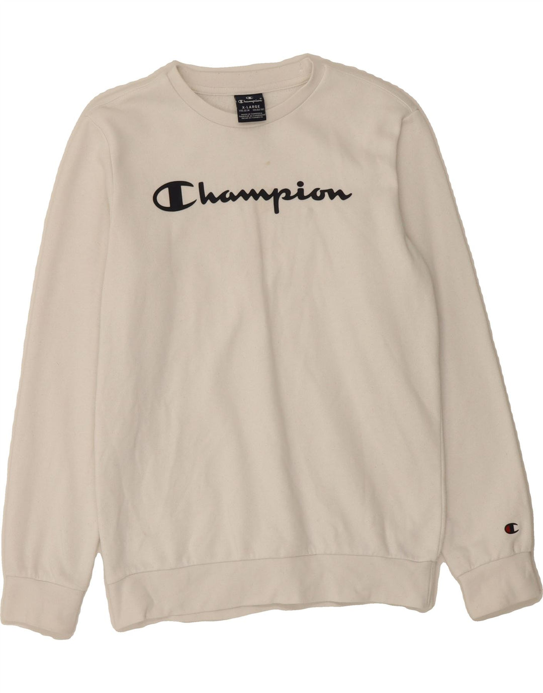CHAMPION Boys Graphic Sweatshirt Jumper 13-14 Years XL White Vintage Champion and Second-Hand Champion from Messina Hembry 