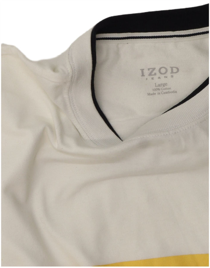 Izod Hombre Camiseta Top Grande De Algodón A Rayas Blancas