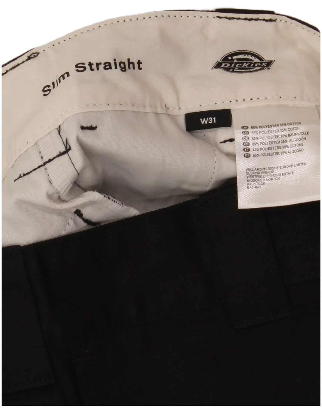 Dickies Pantalones cortos chinos rectos y ajustados para hombre W31 Poliéster negro mediano