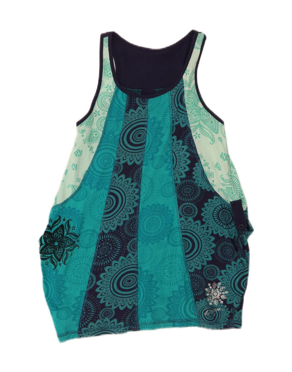 Desigual Vestido Niña Gráfico Bubble 7-8 Años Algodón Floral Turquesa