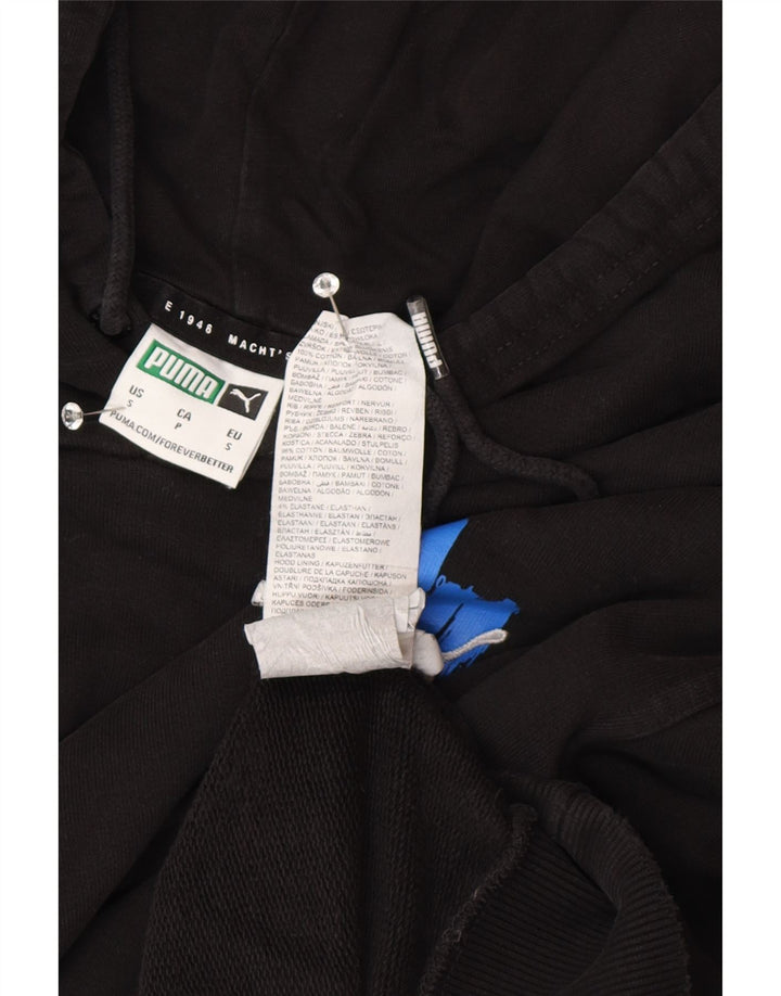 Puma Sudadera con capucha gráfica para hombre, talla pequeña, algodón negro