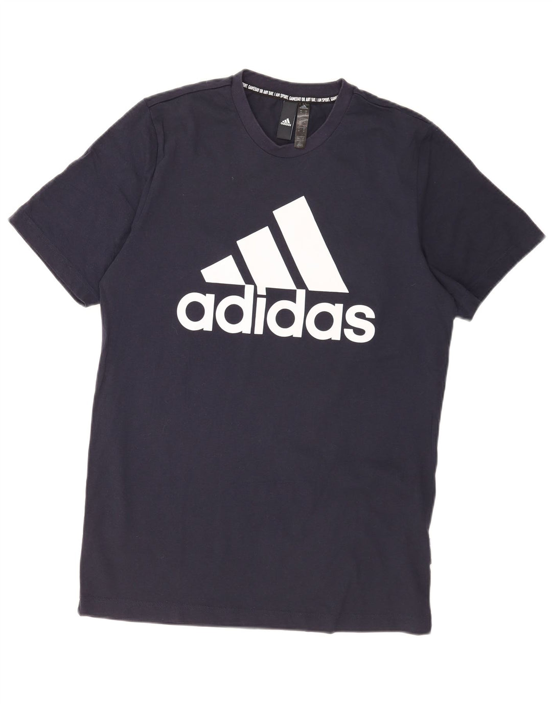 Adidas Hombre Camiseta Gráfica Top Medio Azul Marino Algodón