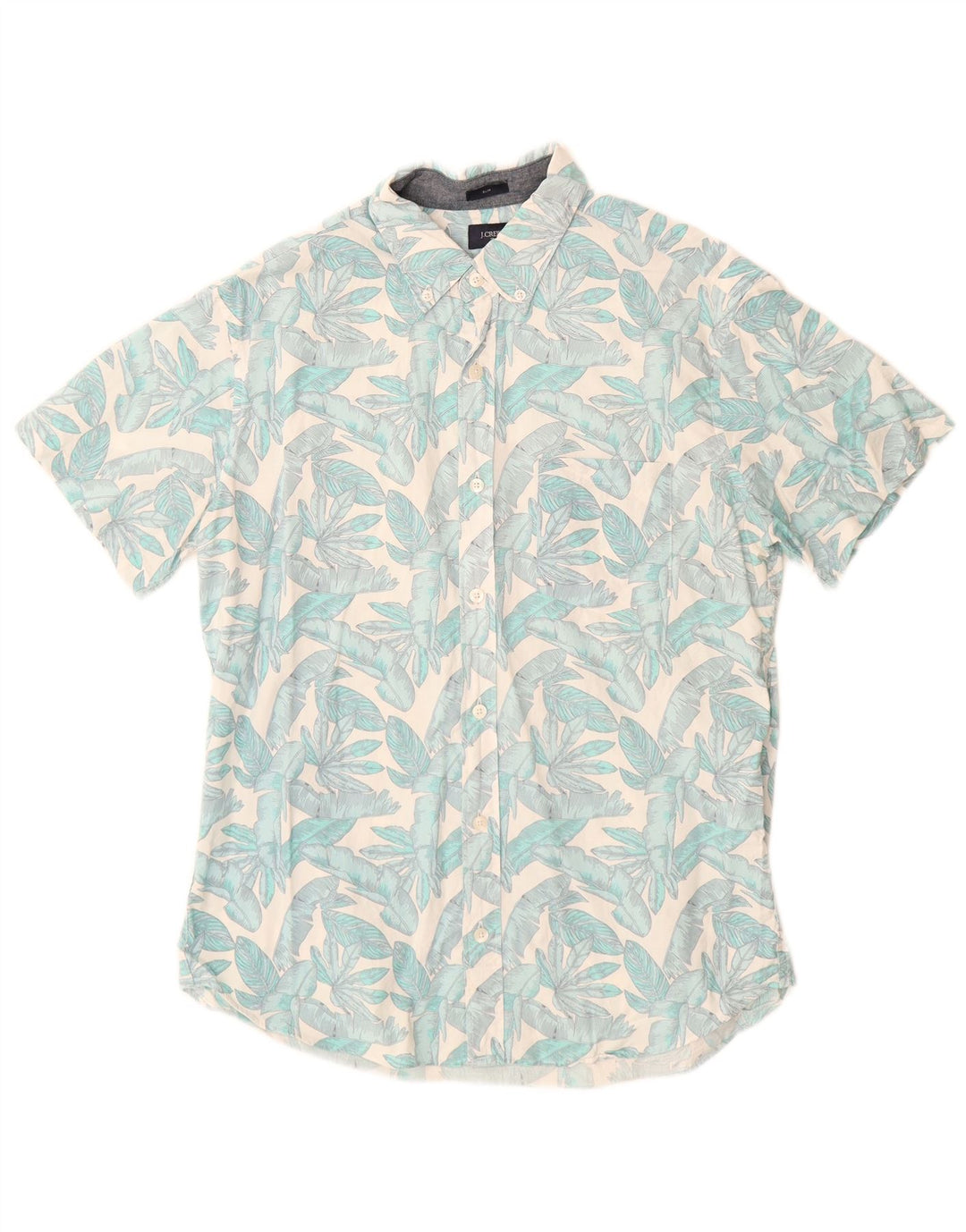 J. Crew Camisa de manga corta ajustada para hombre de algodón floral azul medio